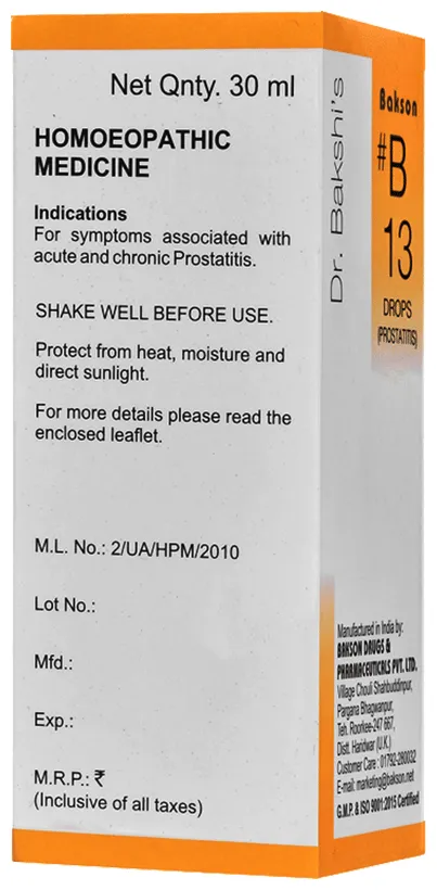 Bakson's Homoeopathy B13 Prostatitis Drop - Image 2