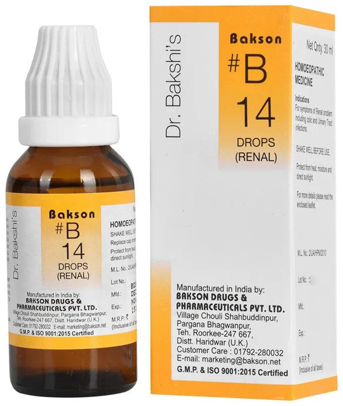 Bakson's Homoeopathy B14 Renal Drop
