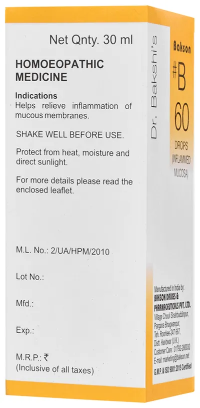 Bakson's Homoeopathy B60 Inflamed Mucosa Drop - Image 2
