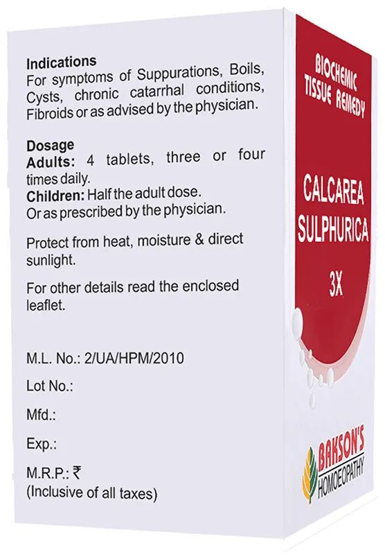 Bakson's Homoeopathy Calcarea Sulphurica Biochemic Tablet - Image 6