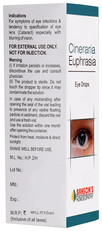 Bakson's Homoeopathy Cineraria Euphrasia Eye Drop - Image 2