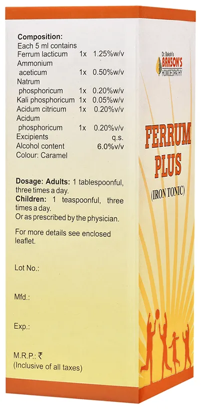 Bakson's Homoeopathy Ferrum Plus Iron Tonic - Image 2