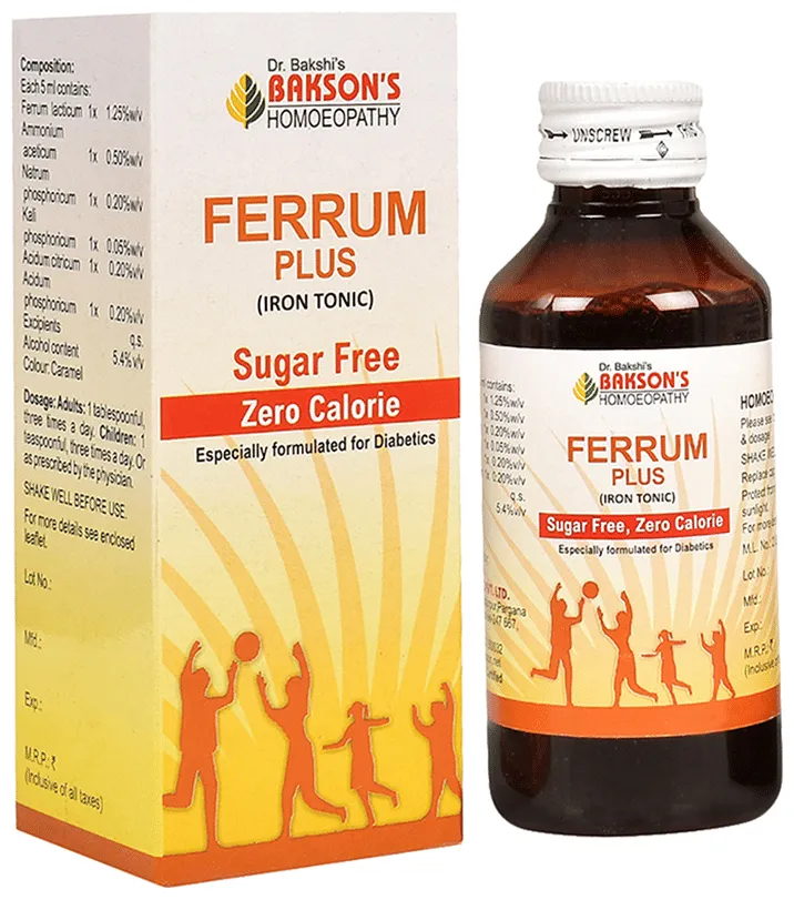 Bakson's Homoeopathy Ferrum Plus Iron Tonic Sugar Free - Image 1