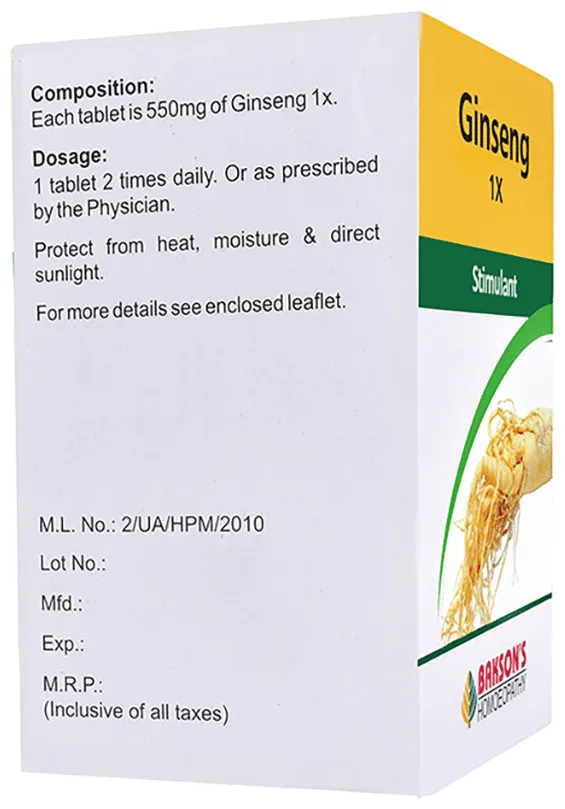 Bakson's Homoeopathy Ginseng 1X - Image 2