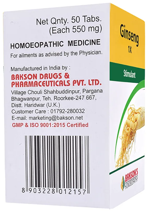 Bakson's Homoeopathy Ginseng 1X - Image 3