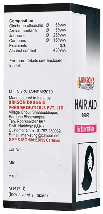 Bakson's Homoeopathy Hair Aid Drop for External Use - Image 2