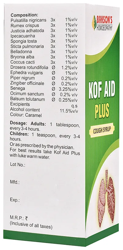 Bakson's Homoeopathy Kof Aid Plus Cough Syrup - Image 3