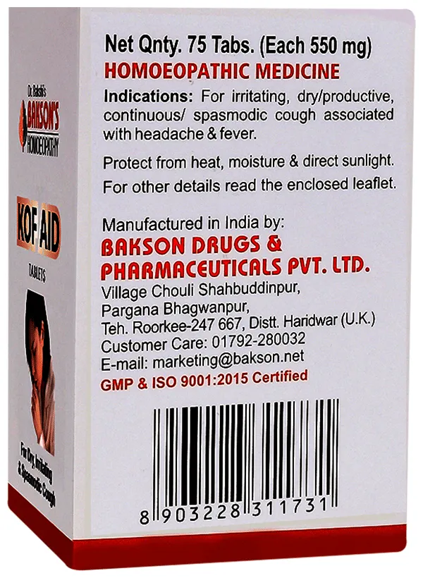 Bakson's Homoeopathy Kof Aid Tablet - Image 4