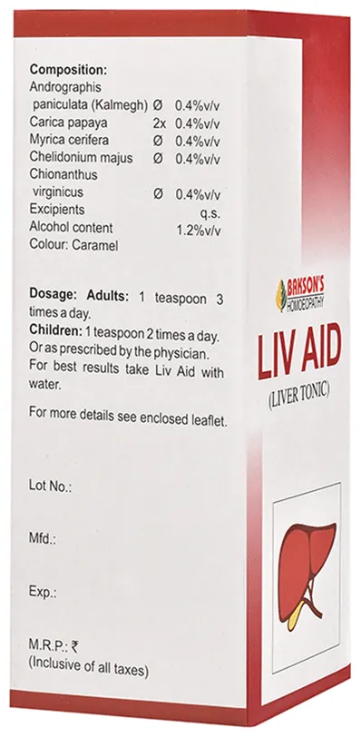 Bakson's Homoeopathy Liv Aid Liver Tonic - Image 2
