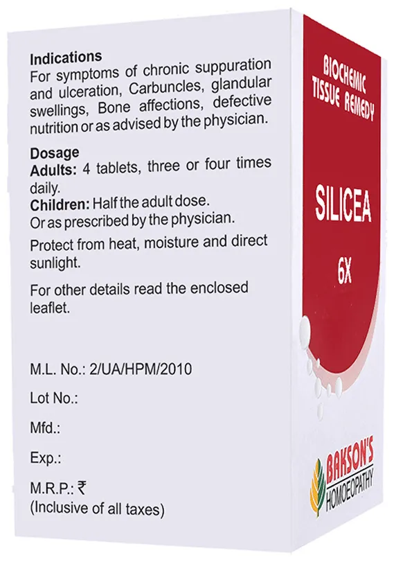 Bakson's Homoeopathy Silicea Biochemic Tablet | The Desi Food
