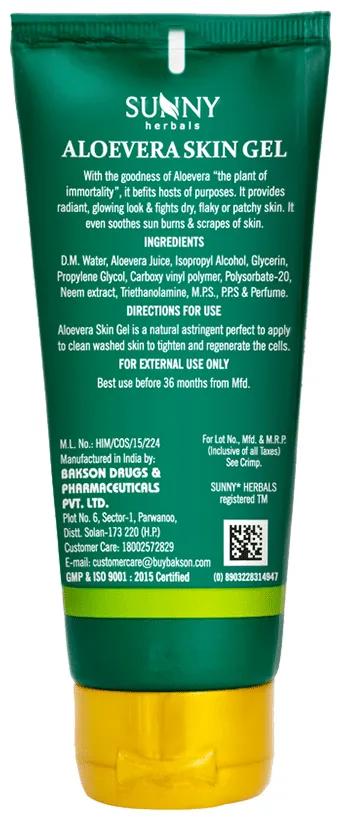 Bakson's Homoeopathy Sunny Herbals Aloe Vera Skin Gel - Image 2