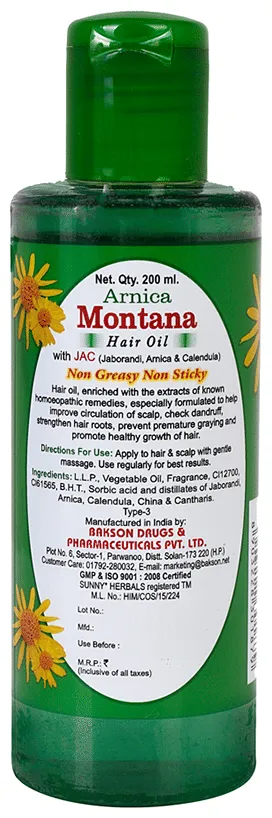 Bakson's Homoeopathy Sunny Herbals Arnica Montana Hair Oil - Image 2