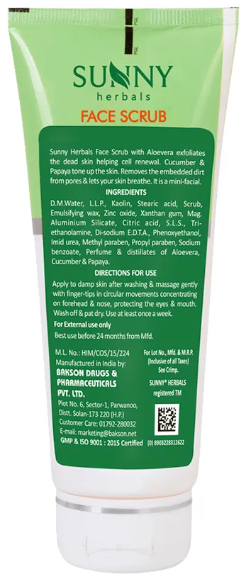 Bakson's Homoeopathy Sunny Herbals Face Scrub with Aloevera, Cucumber & Papaya - Image 2
