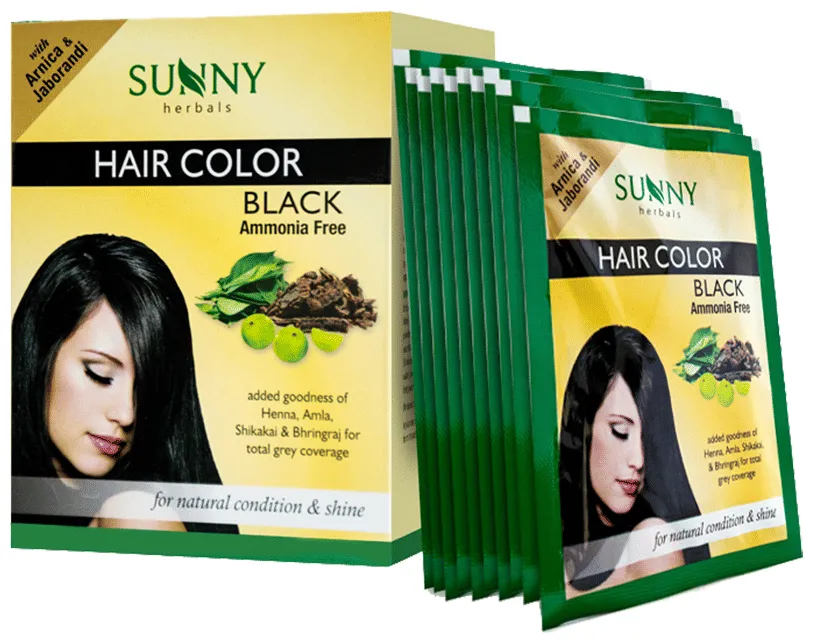Bakson's Homoeopathy Sunny Herbals Hair Color 12 Sachets Black Powder