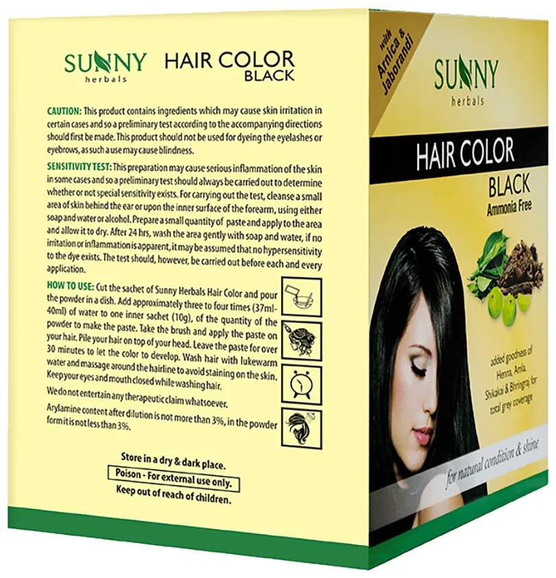 Bakson's Homoeopathy Sunny Herbals Hair Color 12 Sachets Black Powder - Image 2