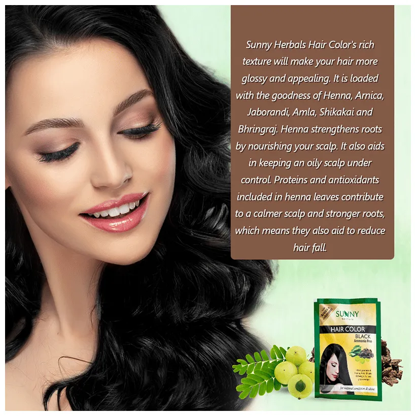Bakson's Homoeopathy Sunny Herbals Hair Color 12 Sachets Black Powder - Image 3