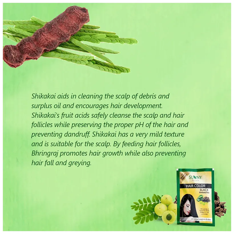 Bakson's Homoeopathy Sunny Herbals Hair Color 12 Sachets Black Powder - Image 7