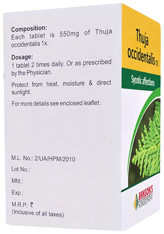 Bakson's Homoeopathy Thuja Occidentalis 1X - Image 2