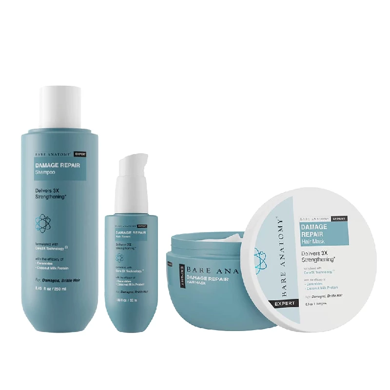 Bare Anatomy Damage Repair Shampoo & Damage Repair Hair Mask, Damage Repair Hair Serum Bare Anatomy Damage Repair Shampoo & Damage Repair Hair Mask, Damage Repair Hair Serum-Pack Size-Combo of 3