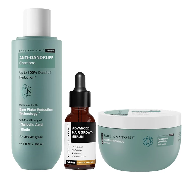 Bare Anatomy Expert Anti-Dandruff Shampoo & Dandruff Control Hair Mask, Advanced Hair Growth Serum Bare Anatomy Expert Anti-Dandruff Shampoo & Dandruff Control Hair Mask, Advanced Hair Growth Serum-Pack Size-Combo of 3