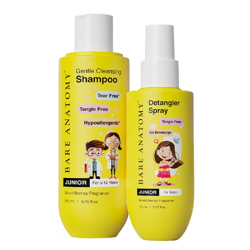 Bare Anatomy Junior Gentle Cleansing Shampoo & Detangler Hair Spray Bare Anatomy Junior Gentle Cleansing Shampoo & Detangler Hair Spray-Pack Size-Combo of 2