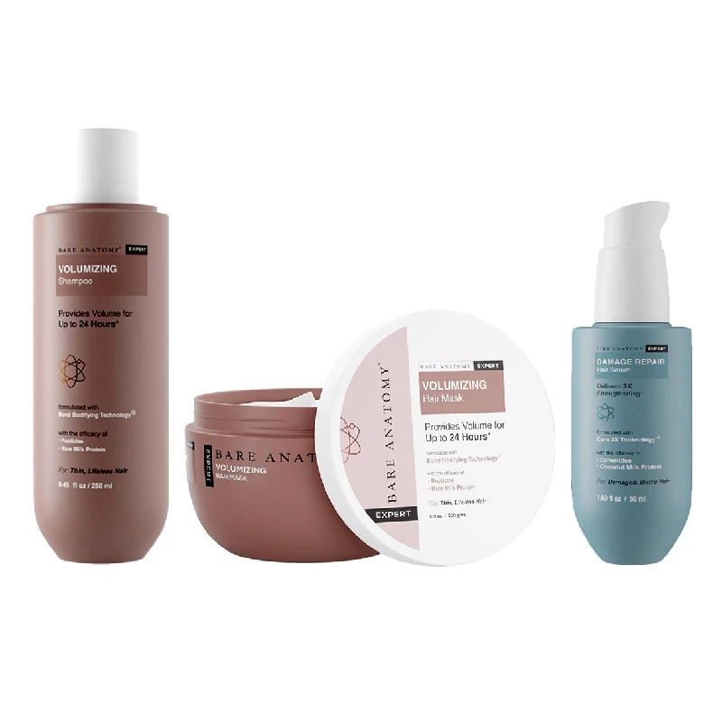 Bare Anatomy Volumizing Hair Shampoo & Volumizing Hair Mask, Damage Repair Hair Serum Bare Anatomy Volumizing Hair Shampoo & Volumizing Hair Mask, Damage Repair Hair Serum-Pack Size-Combo of 3
