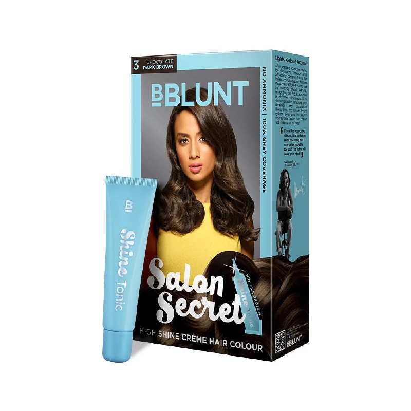 BBLUNT Salon Secret High Shine Creme Hair Colour Chocolate Dark Brown With Shine Tonic