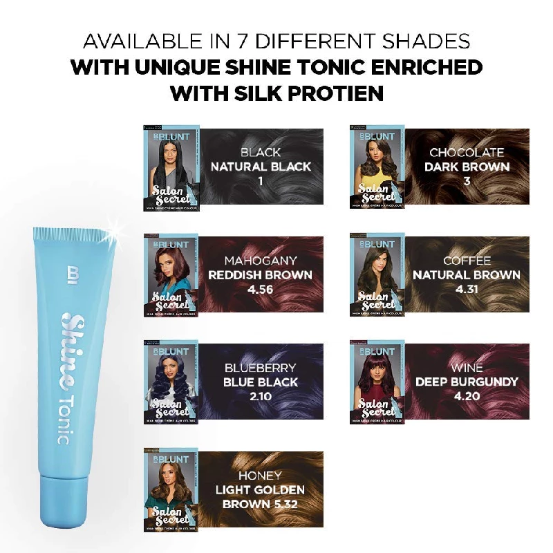 BBLUNT Salon Secret High Shine Creme Hair Colour - Chocolate Dark Brown With Shine Tonic - Image 3