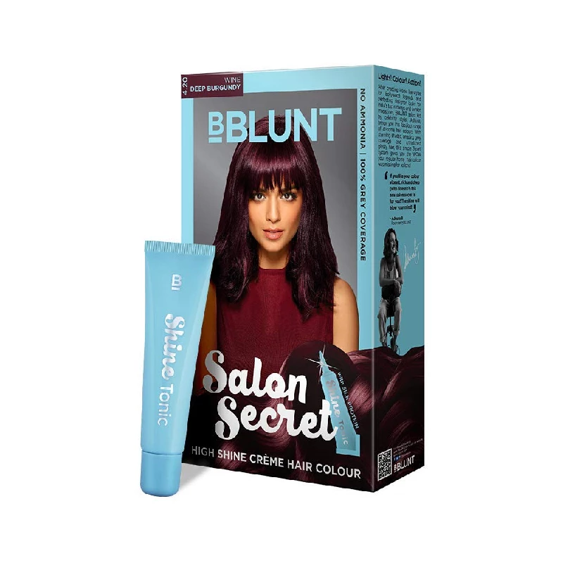 BBLUNT Salon Secret High Shine Creme Hair Colour Wine Deep Burgundy 4.20 With Shine Tonic