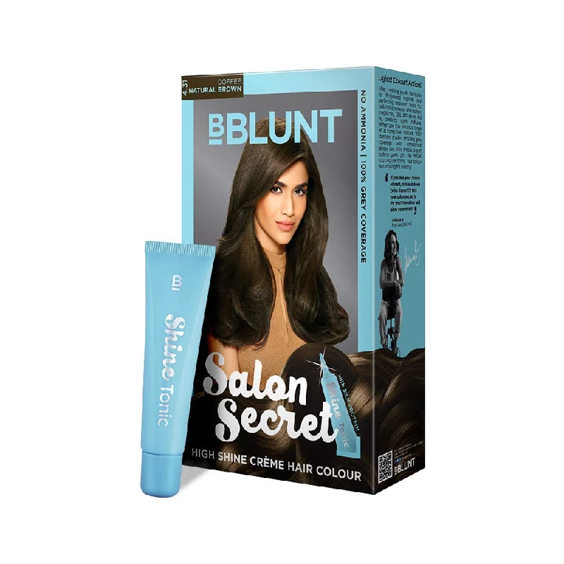 BBLUNT Salon Secret High Shine Creme Hair Colour 4.31 Coffee Natural Brown With Shine Tonic