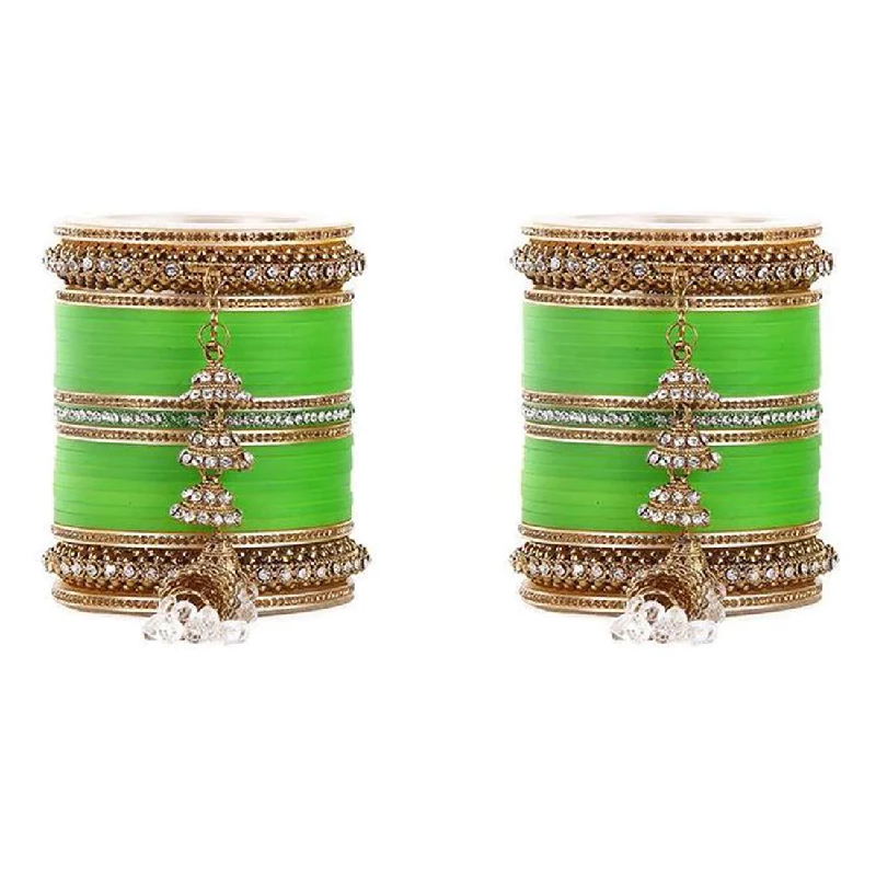 Beautiful Marriage Chura With Jhumki & Latkan, Green