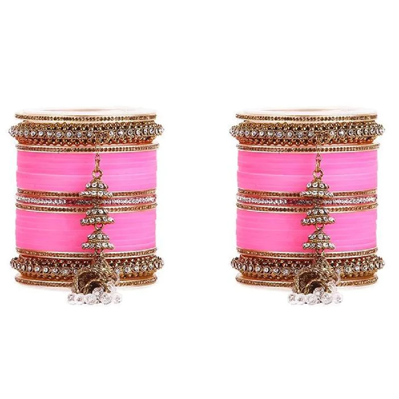 Beautiful Marriage Chura With Jhumki & Latkan, Light Pink