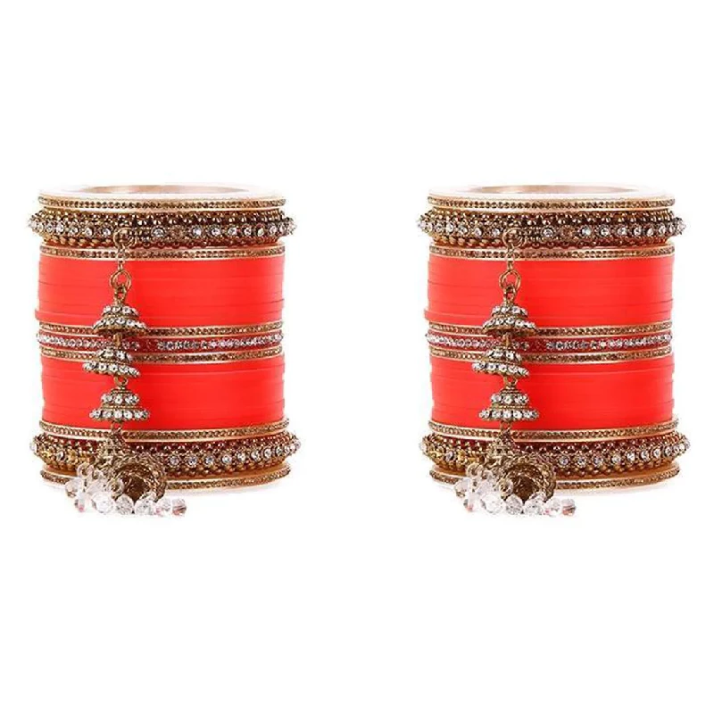 Beautiful Marriage Chura With Jhumki & Latkan, Orange