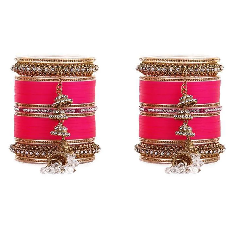 Beautiful Marriage Chura With Jhumki & Latkan, Dark Pink
