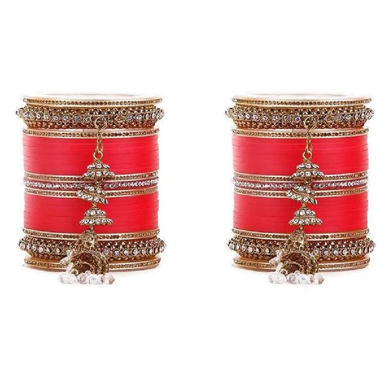 Beautiful Marriage Chura With Jhumki & Latkan, Red