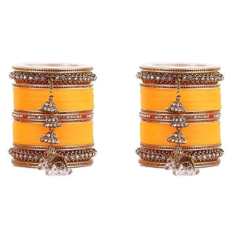 Beautiful Marriage Chura With Jhumki & Latkan, Yellow