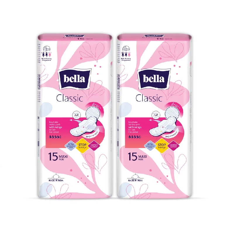 Bella Classic Maxi Drai Pads (Pack Of 2) Bella Classic Maxi Drai Pads (Pack Of 2)-Pack Size-15 Pads Each (Pack of 2)
