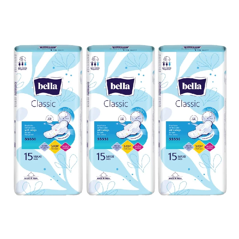 Bella Classic Maxi Softi Pads Bella Classic Maxi Softi Pads-Pack Size-15 Pads Each (Pack of 3)