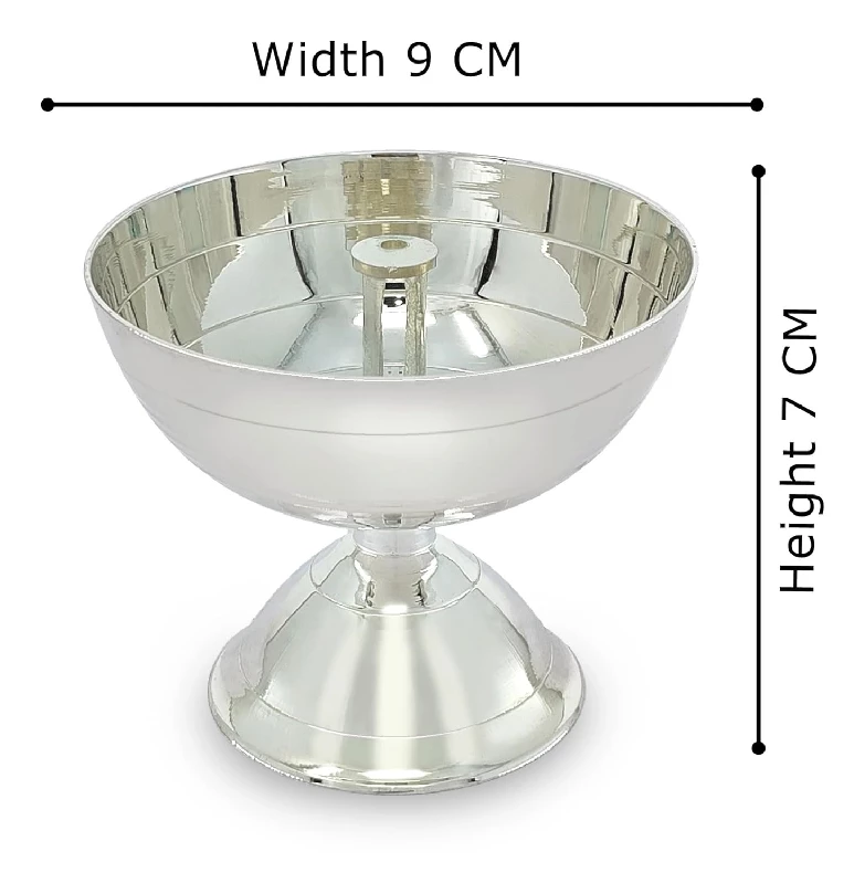 Bengalen Silver Plated Piyali Diya with Red Velvet Gift Box Traditional Oil Panchmahal Deepam Lamp - Image 2