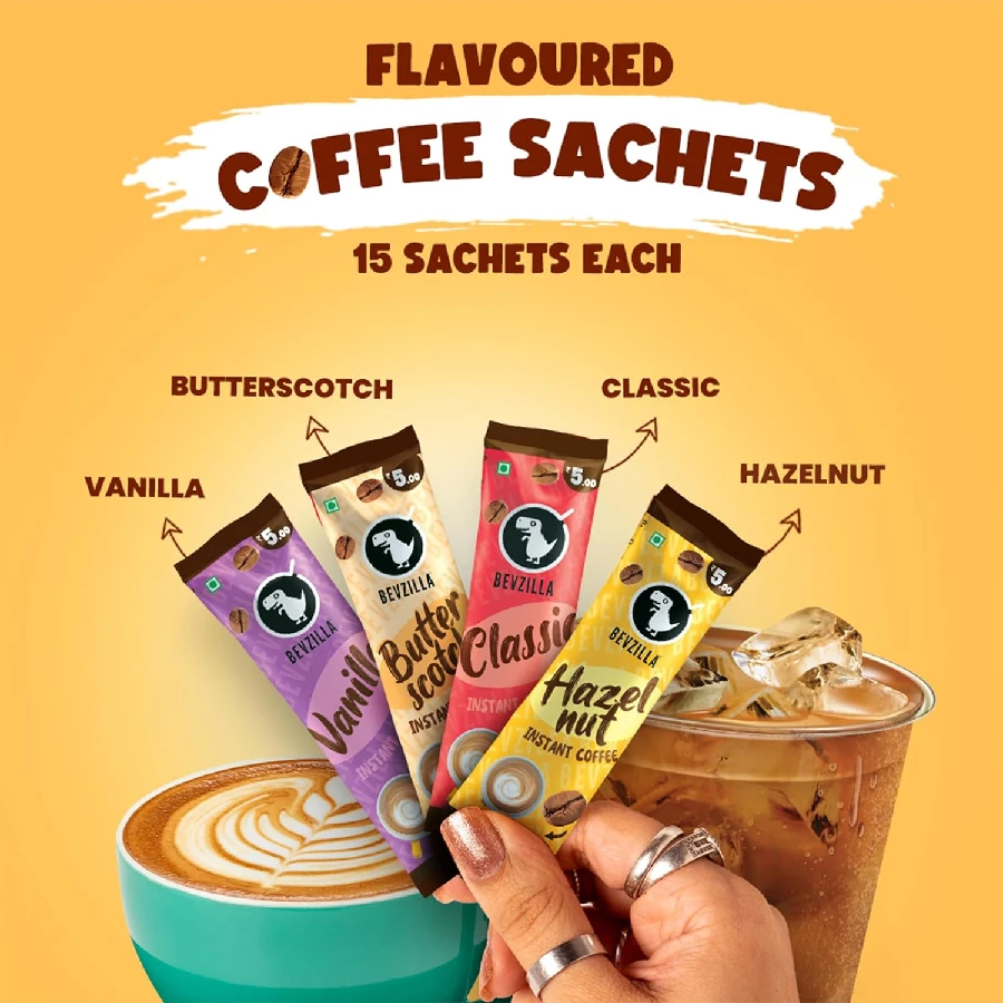 Bevzilla 60 Instant Coffee Powder Sachets(4 Flavours) - Image 3