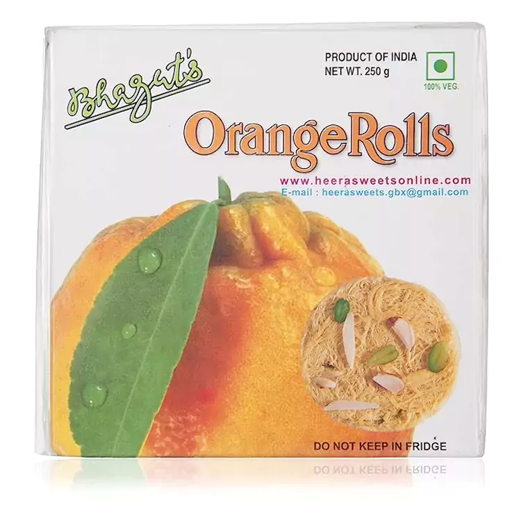 Bhagat's Orange Sonrolls from Shree Heera Sweets Bhagat's Orange Sonrolls from Shree Heera Sweets-Pack Size-250g