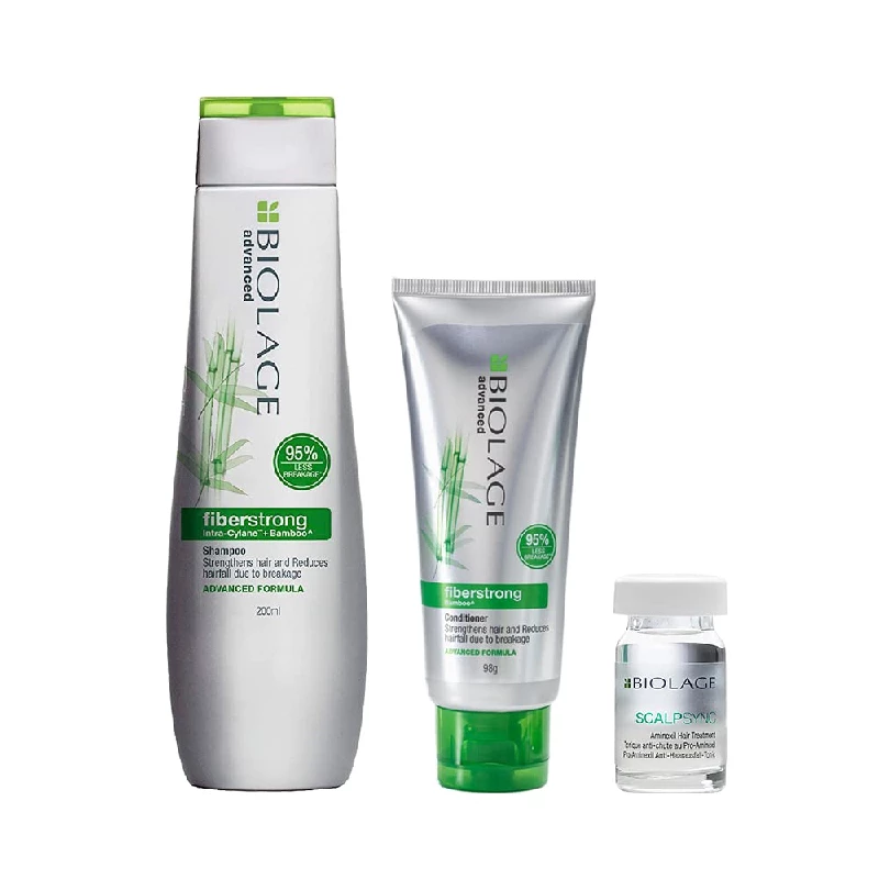 Biolage Advanced Fiberstrong Professional Shampoo + Conditioner + Aminexil Hair Treatment Biolage Advanced Fiberstrong Professional Shampoo + Conditioner + Aminexil Hair Treatment-Pack Size-Combo of 3