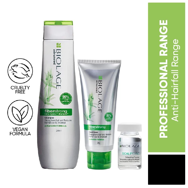Biolage Advanced Fiberstrong Professional Shampoo + Conditioner + Aminexil Hair Treatment - Image 2
