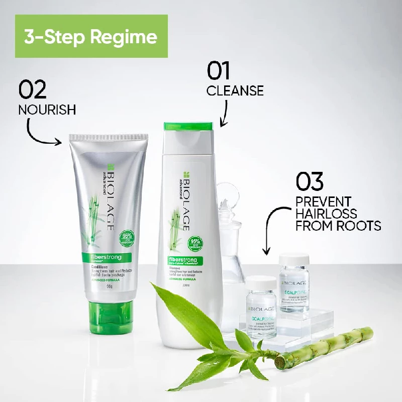 Biolage Advanced Fiberstrong Professional Shampoo + Conditioner + Aminexil Hair Treatment - Image 4