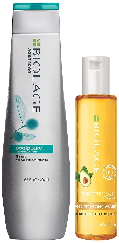 Biolage Scalppure Professional Anti-Dandruff Shampoo & Deep Smoothing Serum Biolage Scalppure Professional Anti-Dandruff Shampoo & Deep Smoothing Serum-Pack Size-Combo of 2