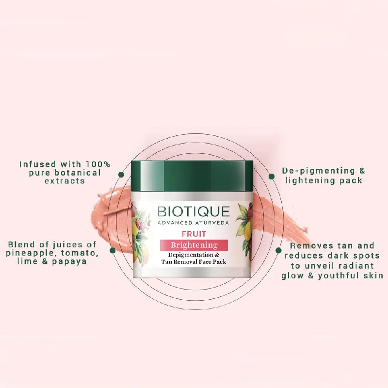 Biotique Fruit Brightening Depigmentation and Tan Removal Face Pack - Image 3