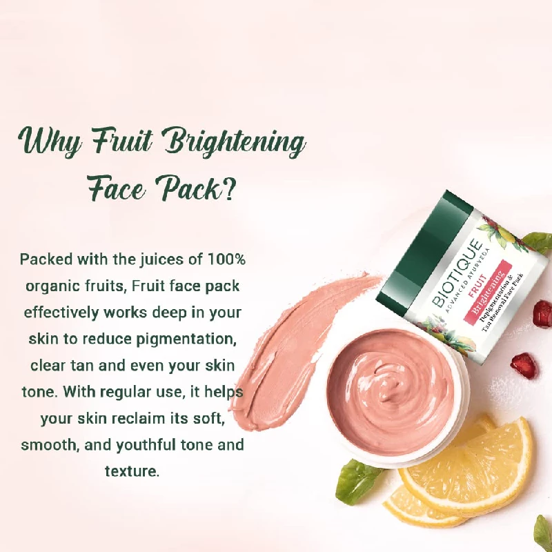 Biotique Fruit Brightening Depigmentation and Tan Removal Face Pack - Image 5