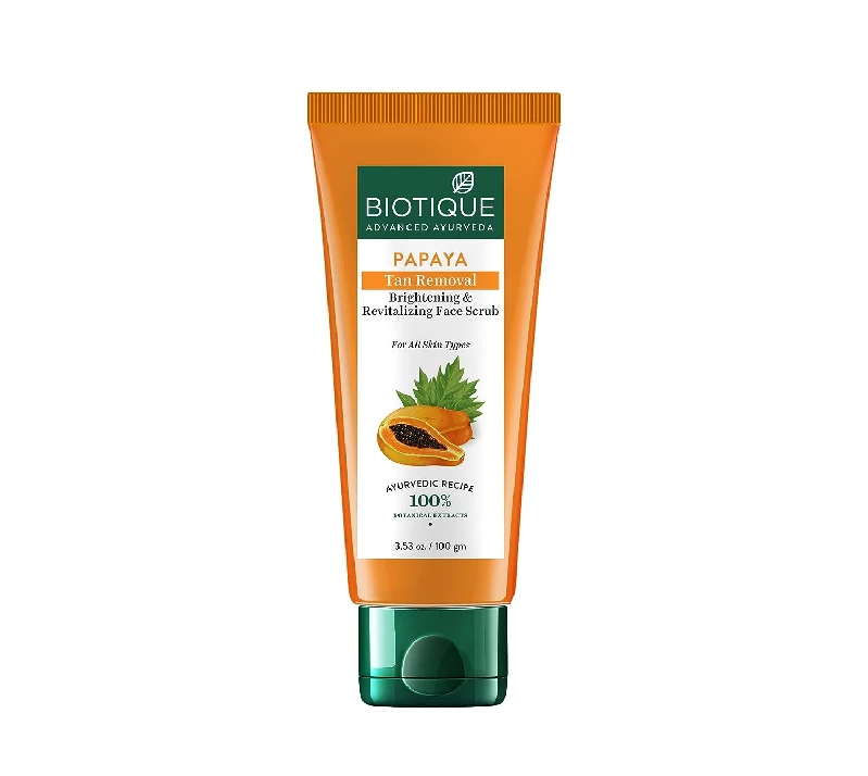 Biotique Papaya Tan Removal Brightening & Revitalizing Face Scrub Biotique Papaya Tan Removal Brightening & Revitalizing Face Scrub-Pack Size-100 g