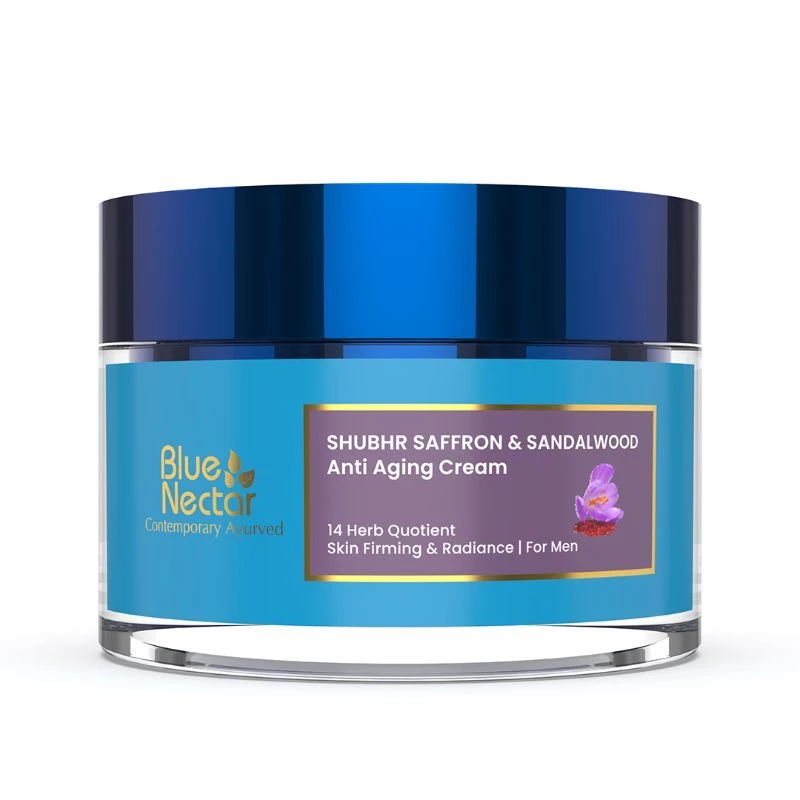 Blue Nectar Men Face Cream, Natural Skin Brightening Cream, Anti Aging Cream With Saffron