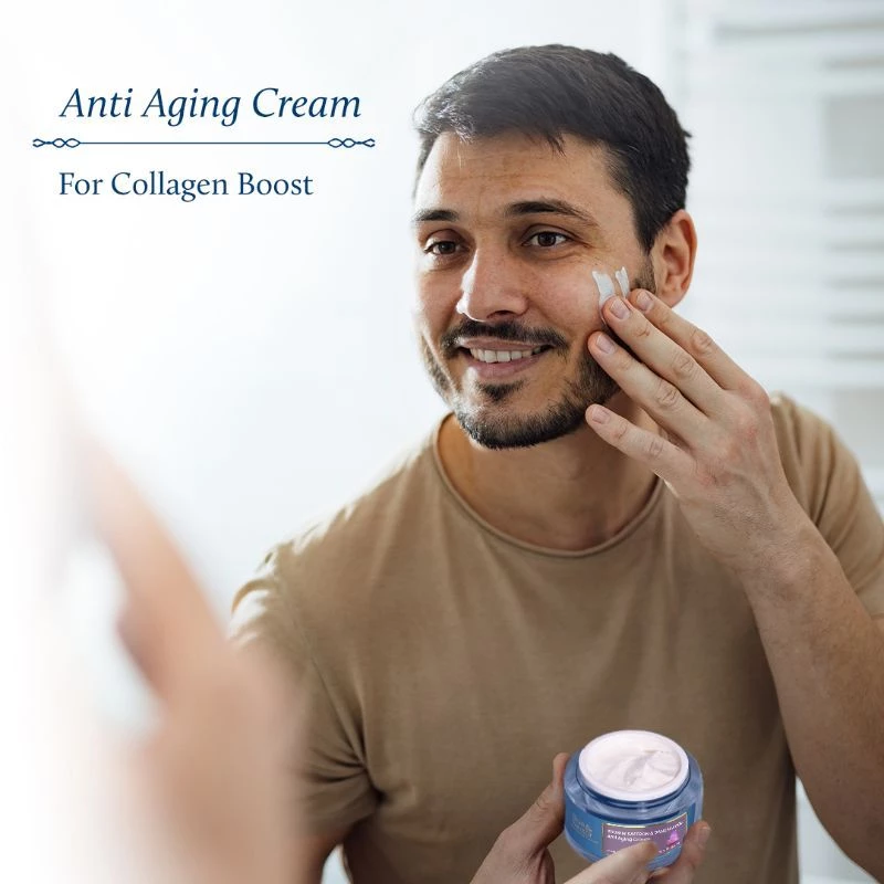 Blue Nectar Men Face Cream, Natural Skin Brightening Cream, Anti Aging Cream with Saffron - Image 3